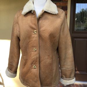 Sheepskin jacket rugged warm used jacket XL